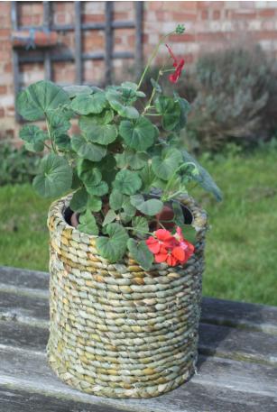 Rush basket with flower